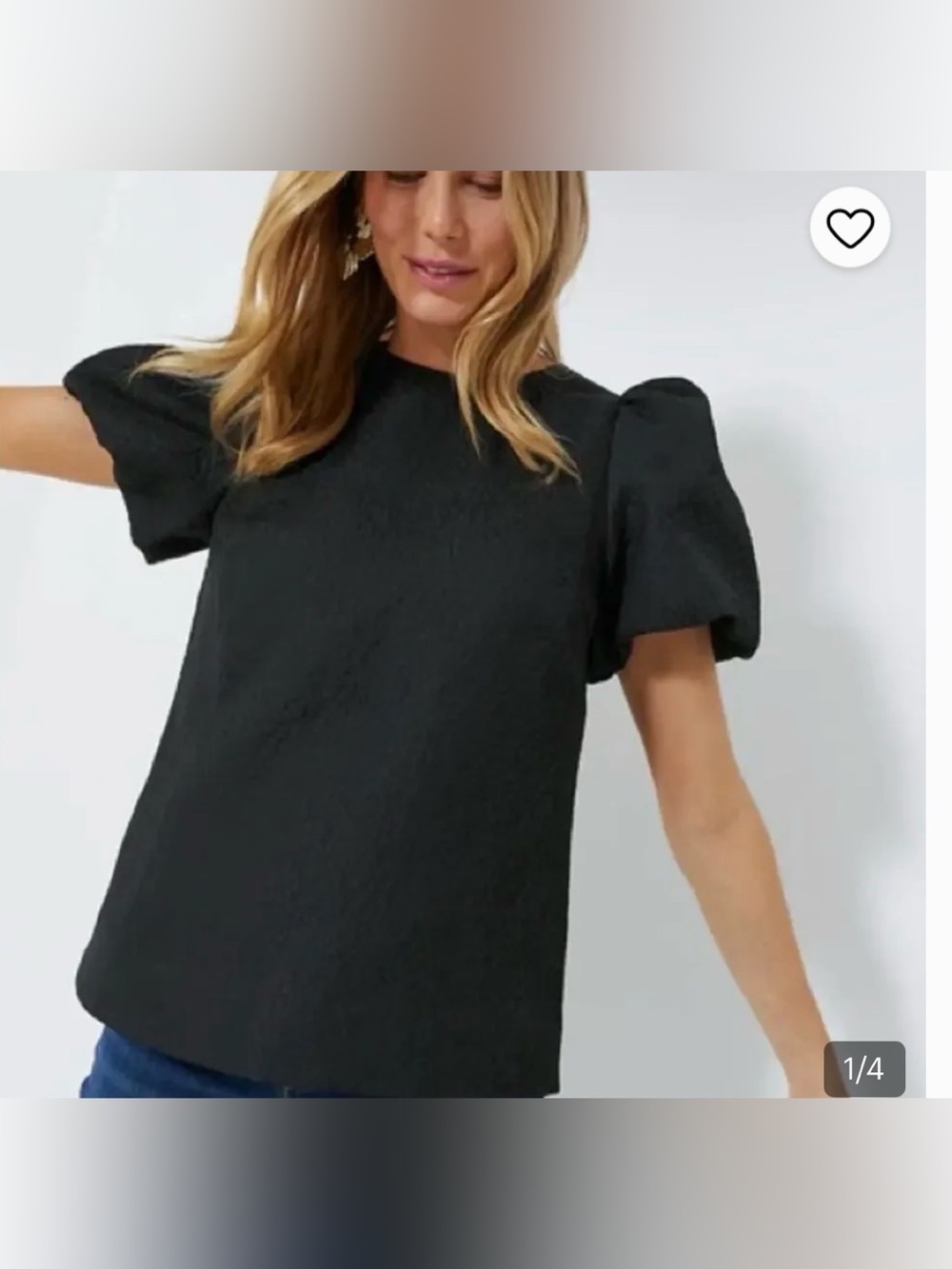 Tuckernuck Pommander Place Textured Lyla Blouse Top Short Puff Sleeve